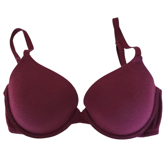 Flirtitude Tshirt Bra 34D Adj Strap to Racerback Tee Light Padding Burgundy 36C‎ - Picture 11 of 15